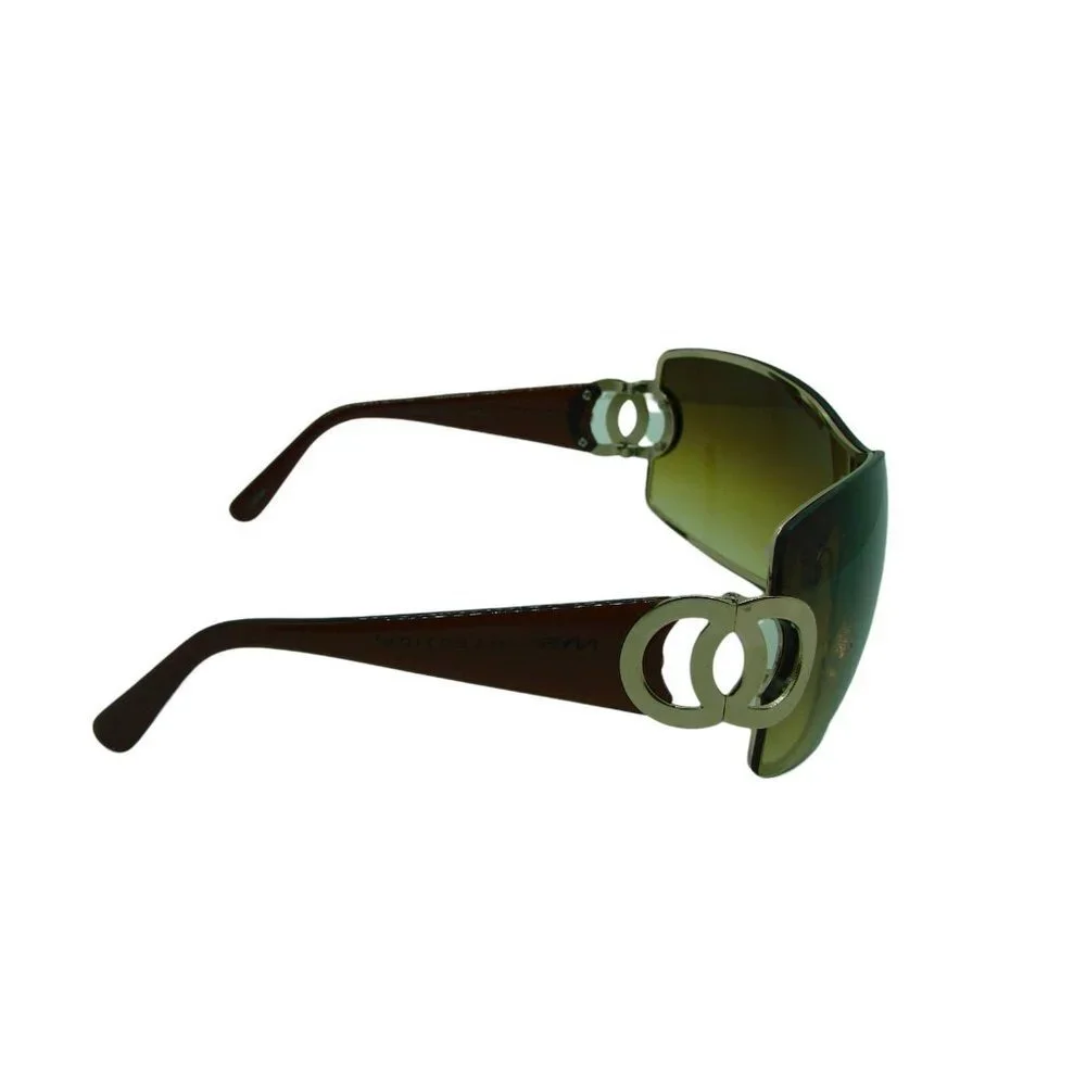 NYS Collection Womens Sunglasses Gold Circle Bling Square Gradient Bronze Lens